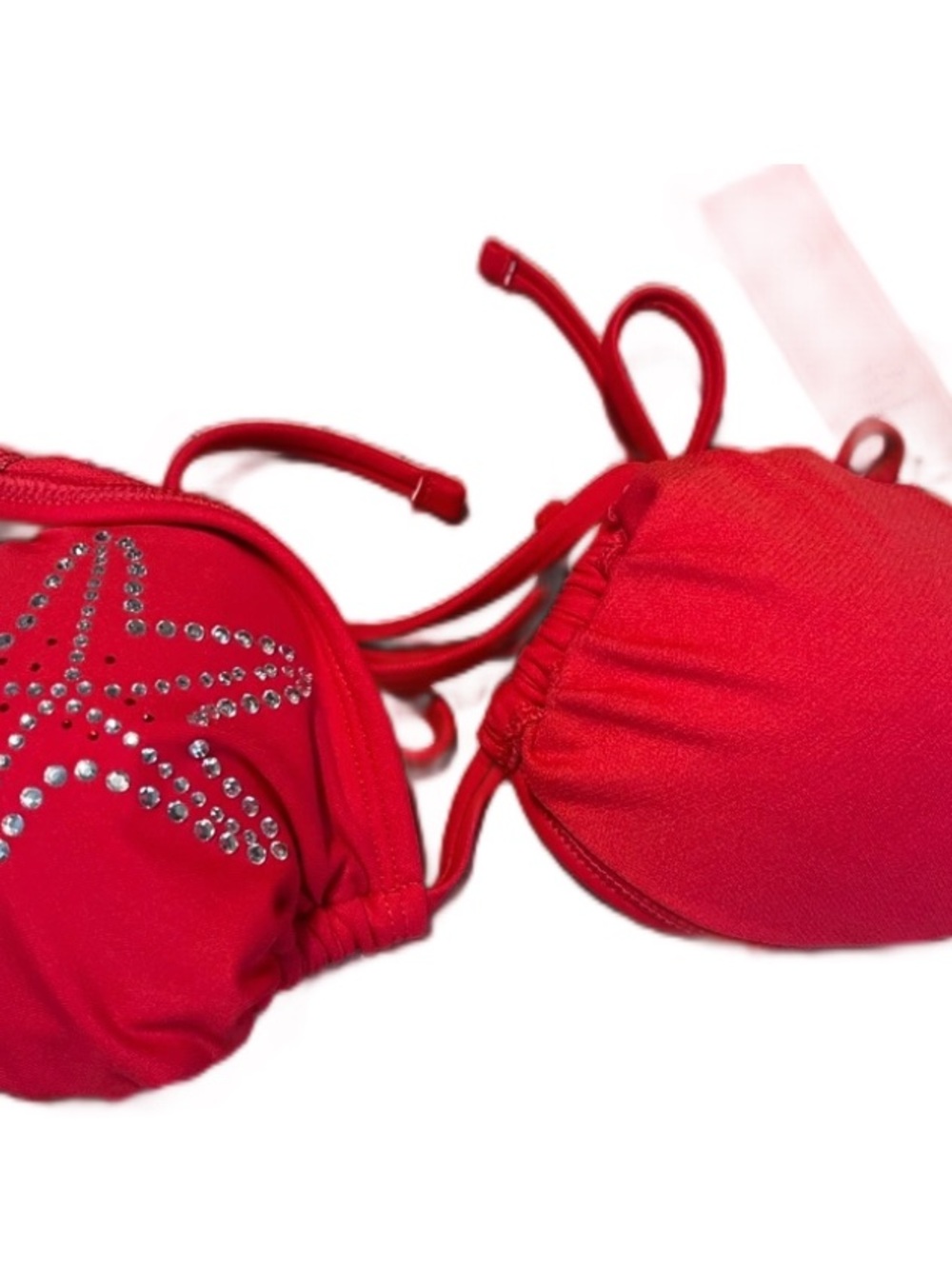 Red Rhinestone Star Bikini Top